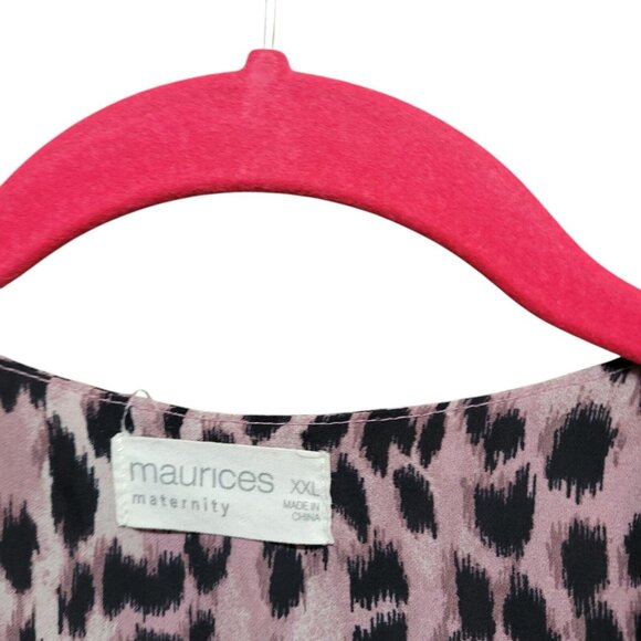 Maternity Size XXL Blouse Sleeveless Maurice's Purple Button Up Leopard Print 2X - Picture 9 of 11